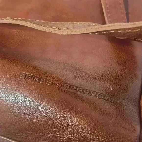 NWOT SPIKES & SPARROW Cognac brown leather textured medium shoulder bag purse - Picture 10 of 13